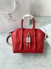 Givenchy Mini Antigona Lock Red Leather Bag  - 2