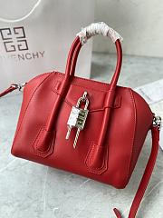 Givenchy Mini Antigona Lock Red Leather Bag  - 3