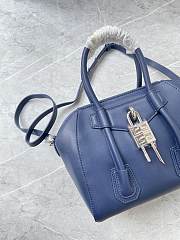 Givenchy Mini Antigona Lock Blue Leather Bag  - 4