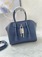 Givenchy Mini Antigona Lock Blue Leather Bag  - 3