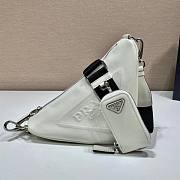 Prada Triangle White Leather Shoulder Bag - 1