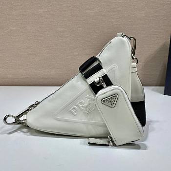 Prada Triangle White Leather Shoulder Bag