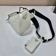 Prada Triangle White Leather Shoulder Bag - 4