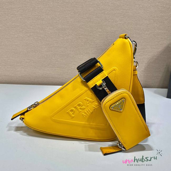 Prada Triangle Yellow Leather Shoulder Bag - 1