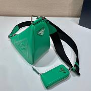 Prada Triangle Green Leather Shoulder Bag - 4