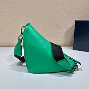 Prada Triangle Green Leather Shoulder Bag - 3