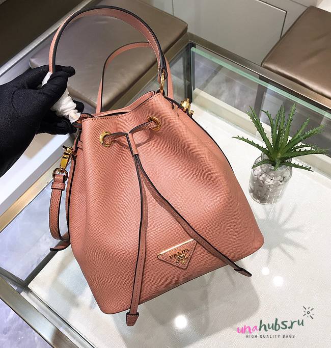 Prada Saffiano pink leather bucket bag - 1