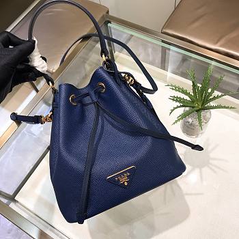 Prada Saffiano blue leather bucket bag