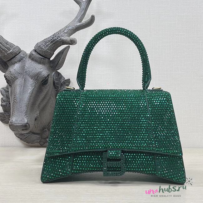 Balenciaga Hourglass S Rhinestone Green Bag - 1