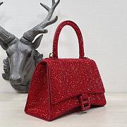 Balenciaga Hourglass S Rhinestone Red Bag - 2