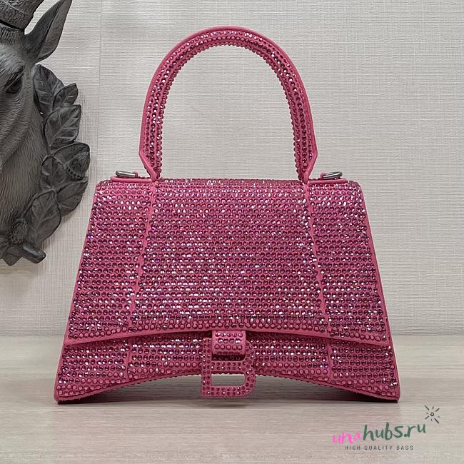 Balenciaga Hourglass S Rhinestone Pink Bag - 1