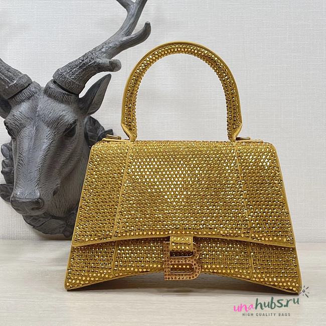 Balenciaga Hourglass S Rhinestone Yellow Bag - 1