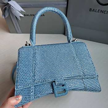 Balenciaga Hourglass S Rhinestone Light Blue Bag