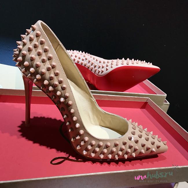 Christian Louboutin Spikes Beige Pump Heel - 1