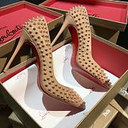 Christian Louboutin Spikes Beige Pump Heel - 3