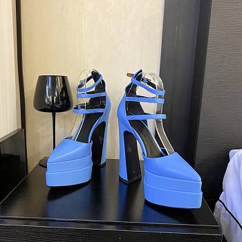 Versace ankle strap pumps blue heel
