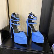 Versace ankle strap pumps blue heel - 6