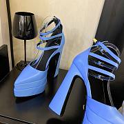 Versace ankle strap pumps blue heel - 5