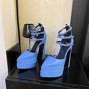 Versace ankle strap pumps blue heel - 3