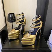 Versace ankle strap pumps gold heel - 6