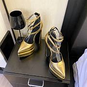Versace ankle strap pumps gold heel - 5