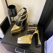 Versace ankle strap pumps gold heel - 4