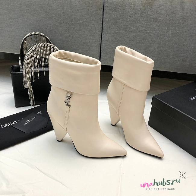 YSL white leather boots - 1