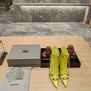 Balenciaga Cagole Buckled Green Leather Boots - 4