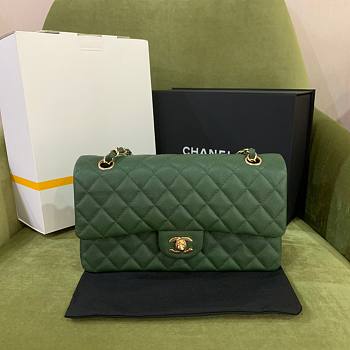 Chanel green caviar flap bag 25cm