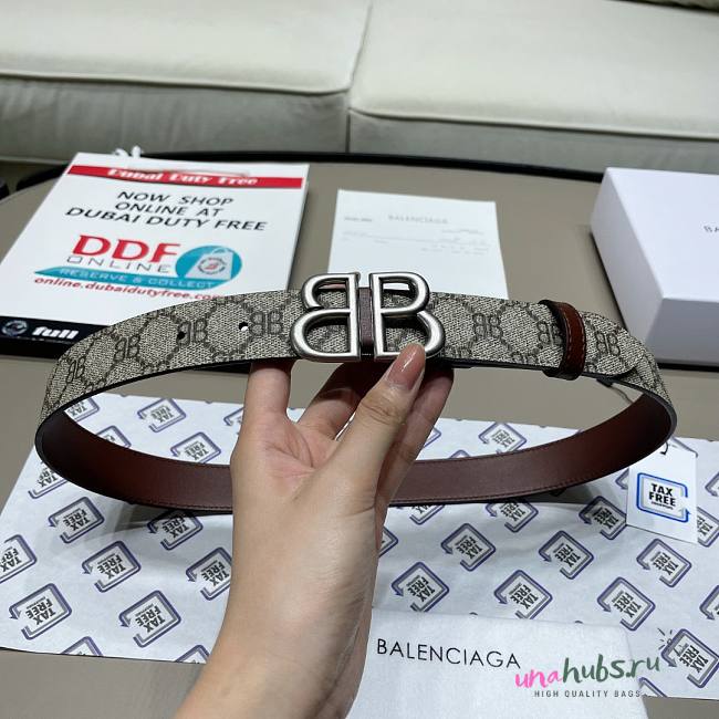 Gucci x Balenciaga silver belt 3cm - 1