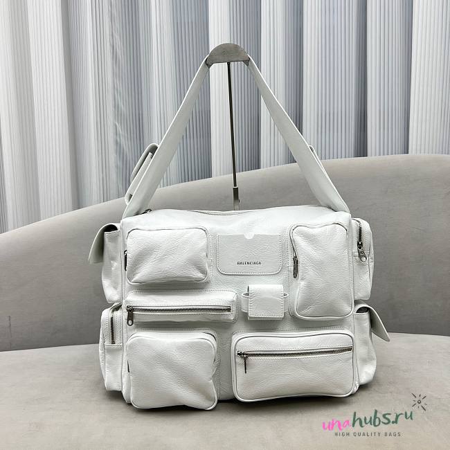 Balenciaga superbusy white leather bag - 1