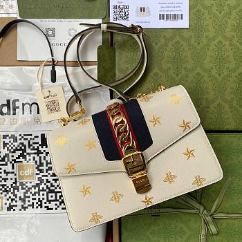 Gucci Sylvie Bee Star mini white leather bag