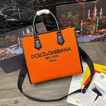 DG canvas shopper embroidered logo orange bag 
