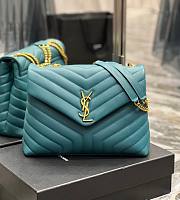 YSL Loulou medium quilted blue leather shoulder bag - 1