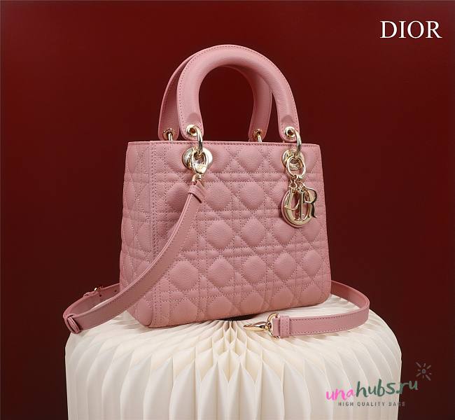 Dior lady small pink leather gold hardware bag - 1