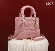 Dior lady small pink leather gold hardware bag - 1