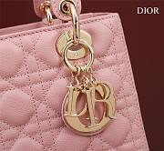 Dior lady small pink leather gold hardware bag - 4