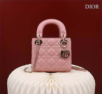 Dior lady mini pink leather gold hardware bag