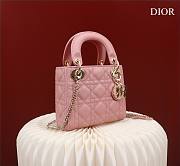 Dior lady mini pink leather gold hardware bag - 5