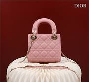 Dior lady mini pink leather gold hardware bag - 4