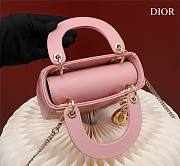 Dior lady mini pink leather gold hardware bag - 3