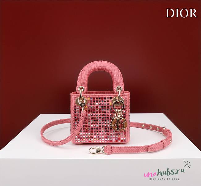 Dior micro lady metallic pink multicolor crystals bag - 1