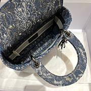 Dior Lady D-Lite Blue Denim Embroidery Effect Bag - 5