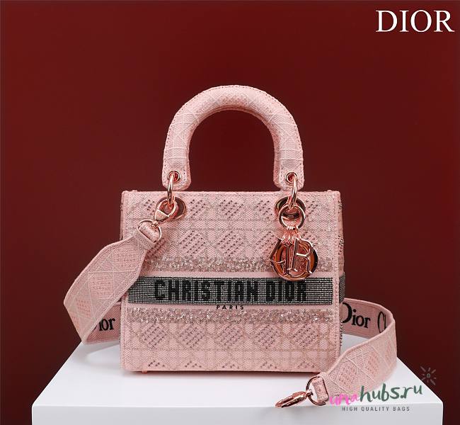 Dior pink beaded cannage embroidery bag - 1