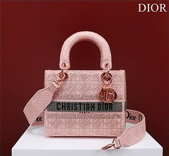 Dior pink beaded cannage embroidery bag