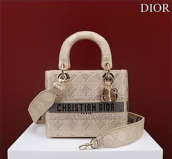 Dior beige beaded cannage embroidery bag