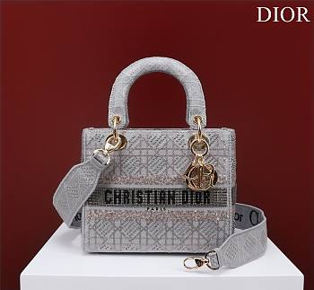 Dior gray beaded cannage embroidery bag