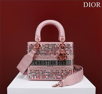 Dior pink beaded cannage embroidery multicolor bag