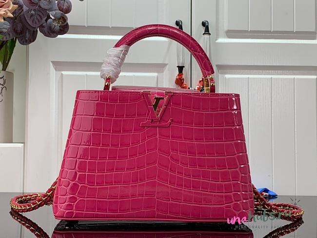 Louis Vuitton Hot Pink Crocodile Capucines PM - 1