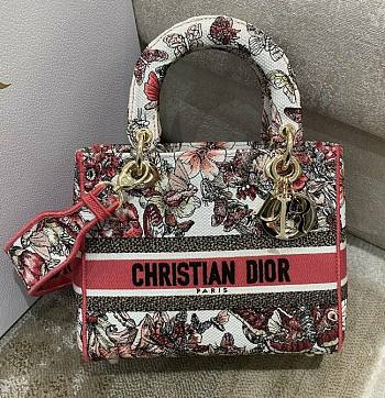 Dior Medium Lady D-Lite Bag In Multicolor Butterfly Embroidery